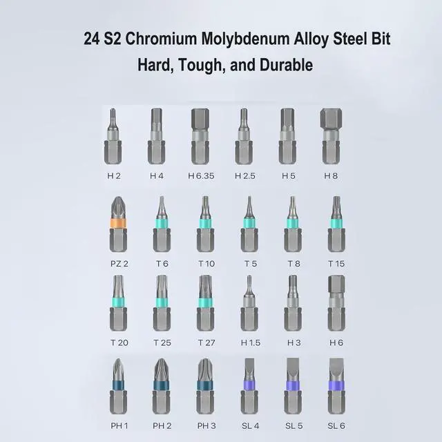 Alt view image 2 of 6 - 24-in-1 Ratchet Screwdriver Set Magnetic Precision Bits with Detachable Handle & Case Multi-Purpose Mini Screwdriver Kit for DIY Electronics Watch & Home Repair