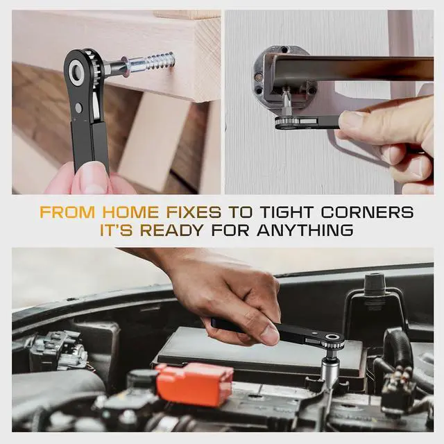 Alt view image 6 of 7 - Right Angle Screwdriver Mens Gifts - 90 Degree Offset Ratcheting Screwdriver Pocket Mini Low Profile Ratchet Wrench Bit Socket Set for Tight Space Cool Gadgets EDC Gear Tool Stocking Stuffers for Men