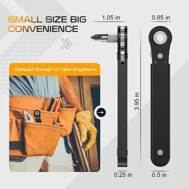 Alt view image 7 of 7 - Right Angle Screwdriver Mens Gifts - 90 Degree Offset Ratcheting Screwdriver Pocket Mini Low Profile Ratchet Wrench Bit Socket Set for Tight Space Cool Gadgets EDC Gear Tool Stocking Stuffers for Men