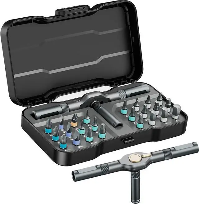 Main image of 24 in 1 Ratchet Screwdriver Set Magnetic Screwdriver Kit DIY Repair Tool Kit Detachable Assembly T Handle Portable Case for Bicycle Furniture Electronics DIY