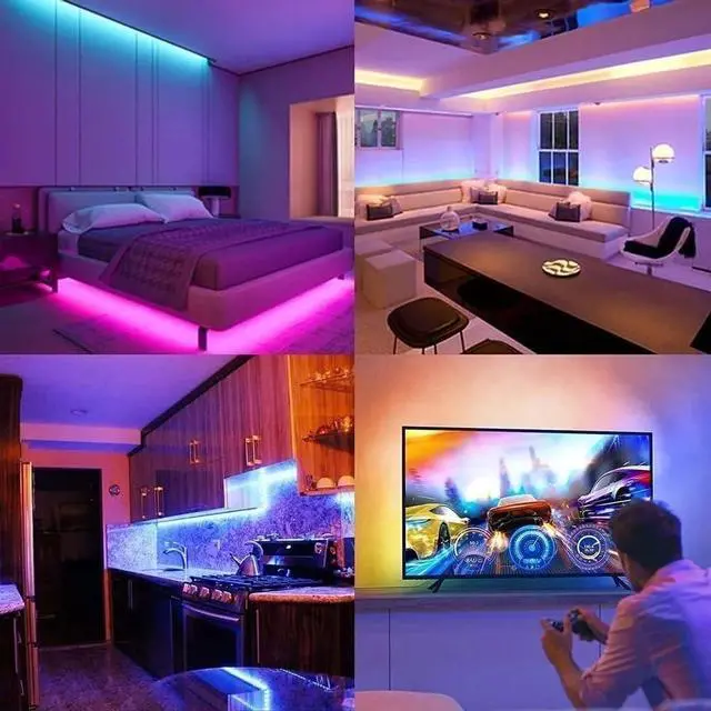 Alt view image 6 of 7 - LED Strip Lights 130ft Lights Strip for Bedroom Desk Indoor Room Bedroom Brithday Gifts RGB Decor with Remote and 24V Power Supply