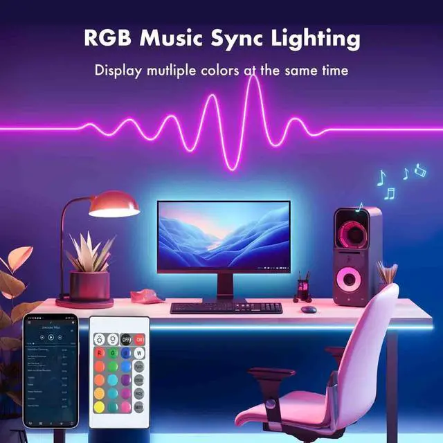Alt view image 3 of 7 - Neon Rope Lights 16.4FT RGB LED Strip Lights App Control IR Remote Outdoor IP67 Waterproof Music Syncing Flexible DIY Design for Bedroom Gaming Party Christmas Decor