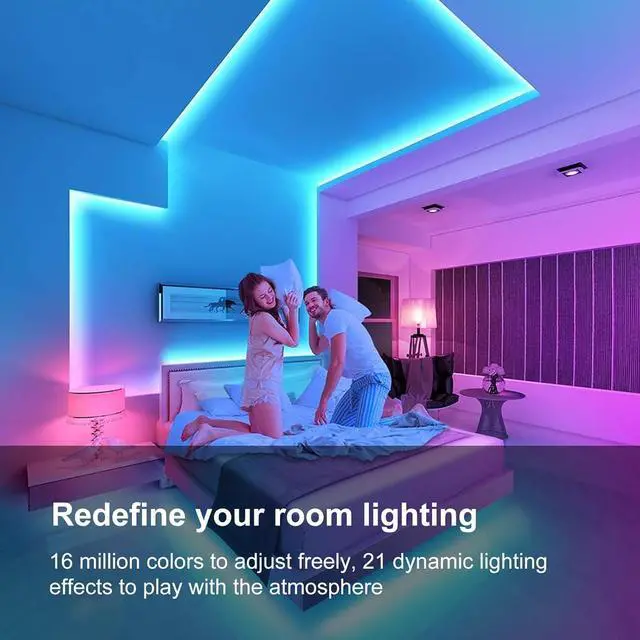 Alt view image 3 of 7 - 200 FT Led Lights for Bedroom Music Synchronized Smart Led Strip Lights Ultra Long with Remote Application Control Bluetooth LED Lights Color Change RGB Light
