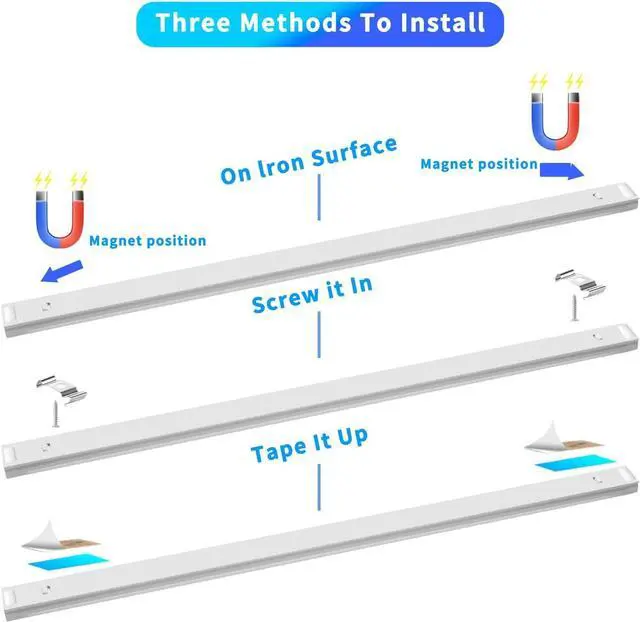 Alt view image 5 of 7 - LED Cabinet Lights Bar with Motion Sensor Dimmable Brightness and Color IR Remote Ultra Thin Strips Lighting Magnetic Mounting for Kitchen Bookshelf Closet 3Pack