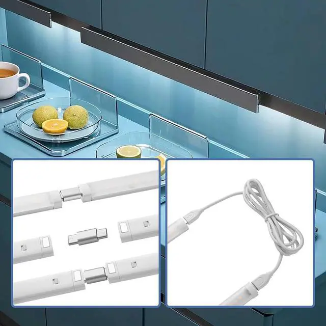 Alt view image 7 of 7 - LED Cabinet Lights Bar with Motion Sensor Dimmable Brightness and Color IR Remote Ultra Thin Strips Lighting Magnetic Mounting for Kitchen Bookshelf Closet 3Pack