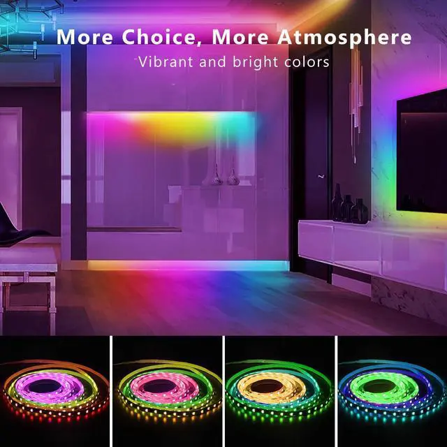 Alt view image 3 of 7 - Smart IC LED Strip Lights BGRIC LED Lights for Bedroom DIY Multiple Colors on One Line App Control Color Changing Strip Lighting Music Sync Home Decor 16.4 ft