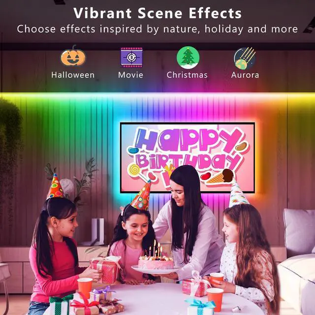 Alt view image 4 of 7 - Smart IC LED Strip Lights BGRIC LED Lights for Bedroom DIY Multiple Colors on One Line App Control Color Changing Strip Lighting Music Sync Home Decor 16.4 ft