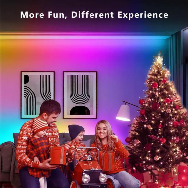Alt view image 6 of 7 - Smart IC LED Strip Lights BGRIC LED Lights for Bedroom DIY Multiple Colors on One Line App Control Color Changing Strip Lighting Music Sync Home Decor 16.4 ft