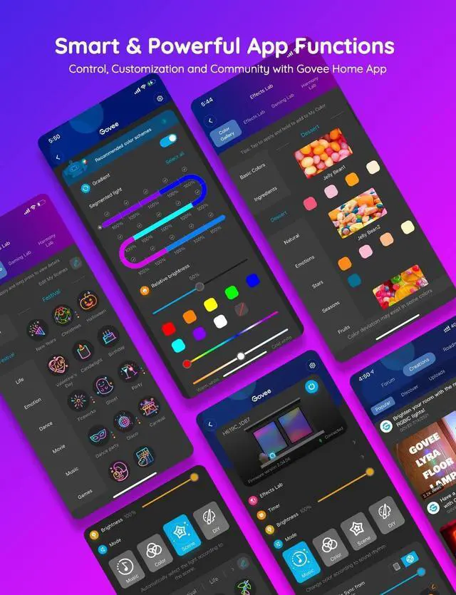 Alt view image 5 of 7 - RGBIC Pro LED Strip Lights 32.8ft Color Changing Smart LED Strips Works with Alexa and Google Segmented DIY Music Sync WiFi and App Control LED Lights for Bedroom Home Decor