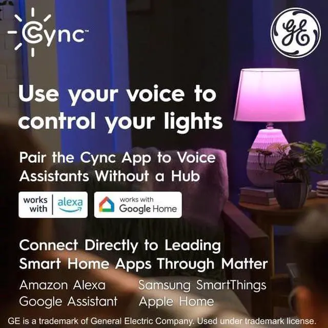 Alt view image 4 of 7 - GE Smart LED Strip Light Color Changing Room Decor LED Light Strip Works with Alexa and Google Home Matter Compatible LED Lights for Bedroom Millions of Colors and White Tones 16 Feet