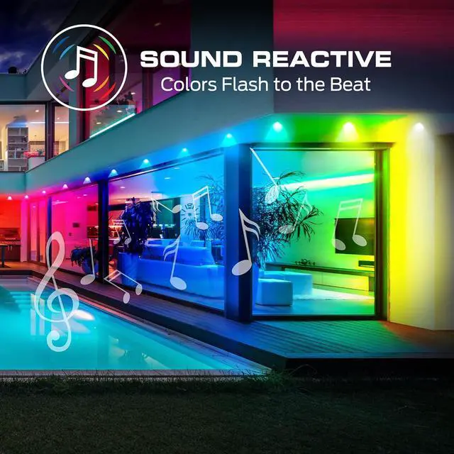 Alt view image 5 of 7 - Smart Permanent Outdoor Lights 50ft 36 LED Eaves Lights RGB+IC+WW Weather & Water Resistant App & Voice Control Compatible with Alexa and Google for Halloween Christmas & Year-Round
