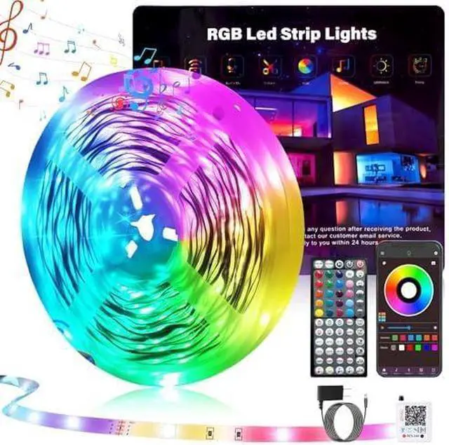 Main image of 100FT Led Lights for Bedroom Color Changing RGB Led Strip Lights Indoor Music Sync Led Light Strip with Remote and App Control DIY Led lights for Room Home Decor Ambient Lighting (1*100FT)