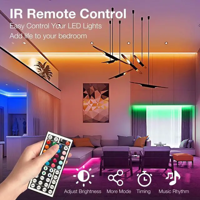 Alt view image 4 of 7 - LED Strip Lights 100ft Smart Lighting with App Remote Control RGB LED Lights for Bedroom Music Sync Color Changing for Room Home Decor Party (1 Roll)