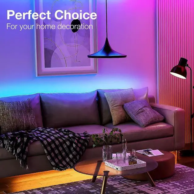 Alt view image 6 of 7 - LED Strip Lights 100ft Smart Lighting with App Remote Control RGB LED Lights for Bedroom Music Sync Color Changing for Room Home Decor Party (1 Roll)