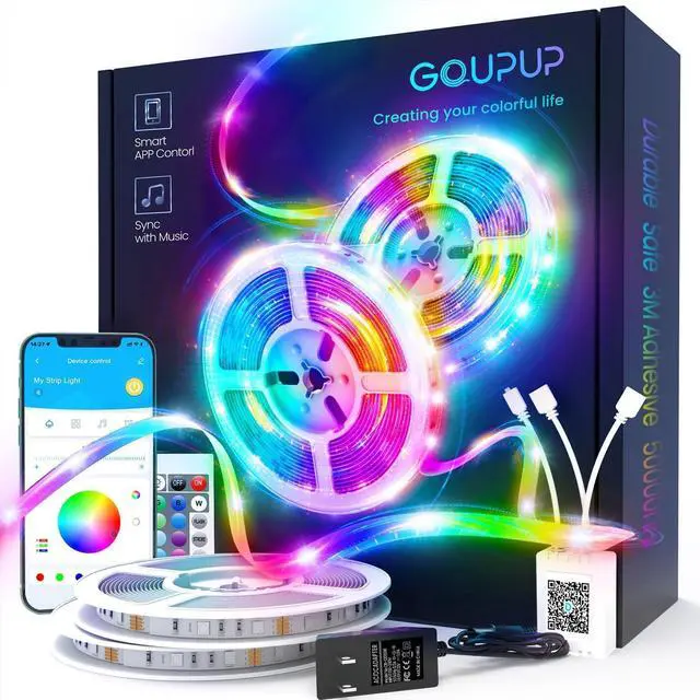 Main image of LED Lights Strip 100 FT LED Lights for Bedroom 100ft RGB Rope Light for Room Bluetooth APP Control Color Changing Strip Sync with Music para Cuarto for Bedroom Home Party Decoration