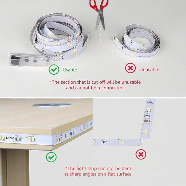 Alt view image 6 of 7 - LED Tunable White Strip Light Warm to Cool White 16.4ft Dimmable Bright LED Tape Lights 300 LEDs 2835 Strong 3M Adhesive Not Cuttable Suitable for Christmas Decorations Home Bedroom