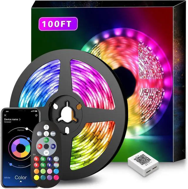 Main image of Led Lights for Bedroom 100ft Music Sync Color Changing Led Strip Lights Smart with Remote and App Control Built-in Mic for Party Home Room Decor Luces LED para Cuarto