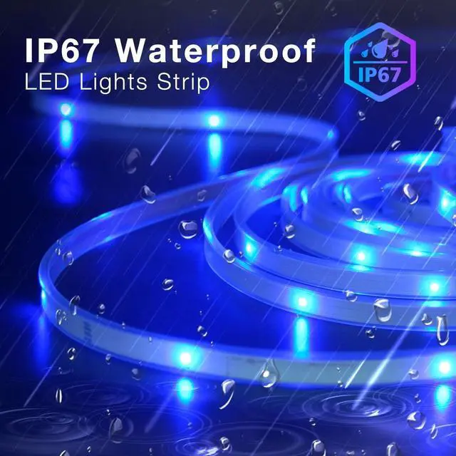 Alt view image 2 of 7 - Outdoor LED Strip Lights IP67 Waterproof LED Lights with Remote APP Control Color Changing LED Rope Lights for Bedroom Bathroom Roof Balcony Pool 24V 100ft