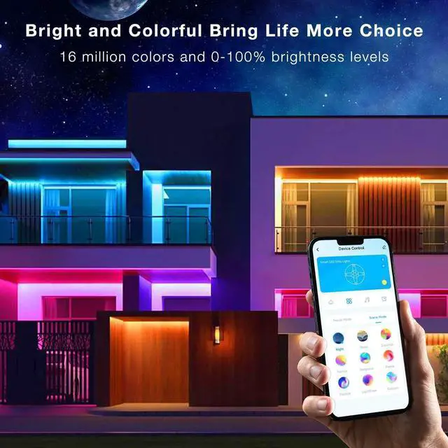 Alt view image 4 of 7 - Outdoor LED Strip Lights IP67 Waterproof LED Lights with Remote APP Control Color Changing LED Rope Lights for Bedroom Bathroom Roof Balcony Pool 24V 100ft
