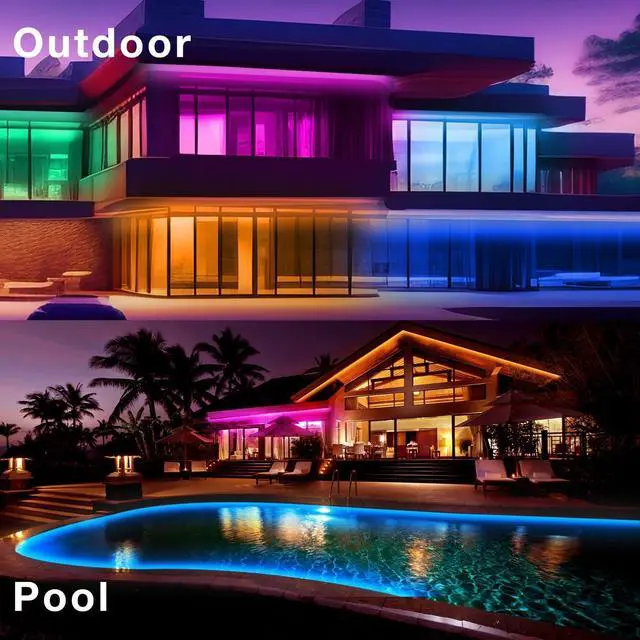 Alt view image 6 of 7 - Outdoor LED Strip Lights IP67 Waterproof LED Lights with Remote APP Control Color Changing LED Rope Lights for Bedroom Bathroom Roof Balcony Pool 24V 100ft