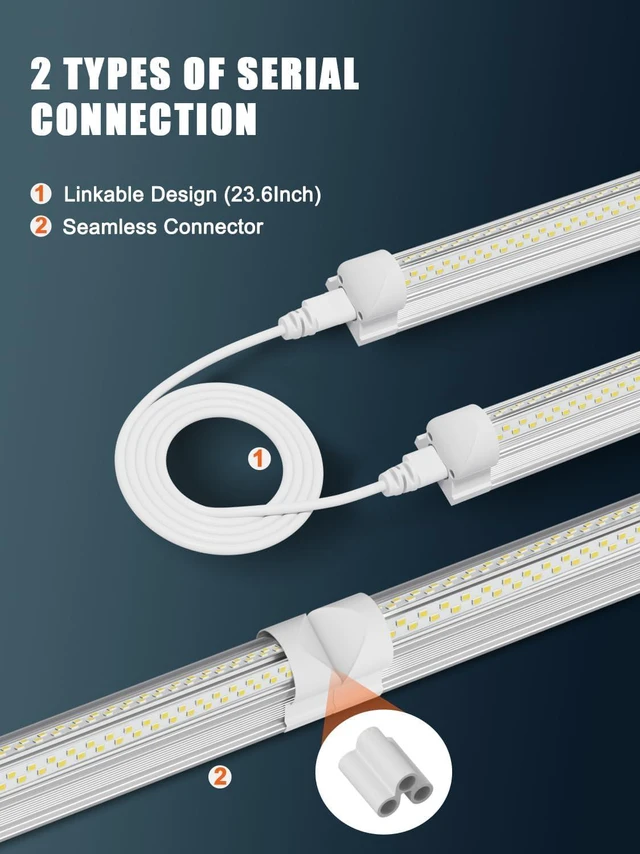 Alt view image 6 of 7 - Industrial Grade Ultra-Bright 100W 8FT Led Shop Lights 15000LM 6Pack