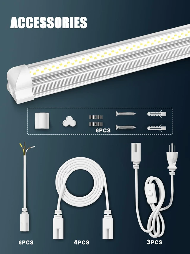 Alt view image 7 of 7 - Industrial Grade Ultra-Bright 100W 8FT Led Shop Lights 15000LM 6Pack
