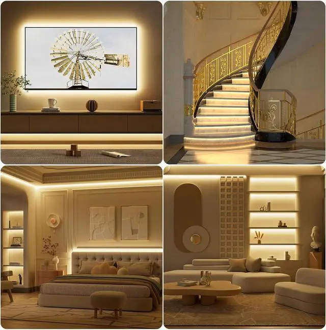Alt view image 6 of 7 - Warm White LED Strip Light 24V LED led Light Strip with Remote 3000K Super Bright 16.4ft/5m cob led Strip Light Dimmable Timer for Bedroom Kitchen Mirror Cabinet Shelf