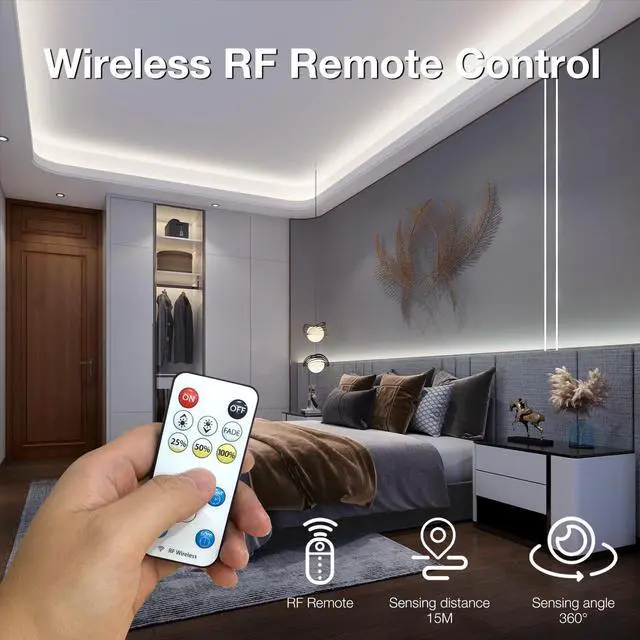 Alt view image 3 of 5 - COB LED Strip Lights 32.8 ft/10 m 3200 LEDs Bright Daylight White LED Light Strips with Remote and App 6500K Dimmable LED Tape Light Indoor COB LED Lights for Bedroom DIY Lighting