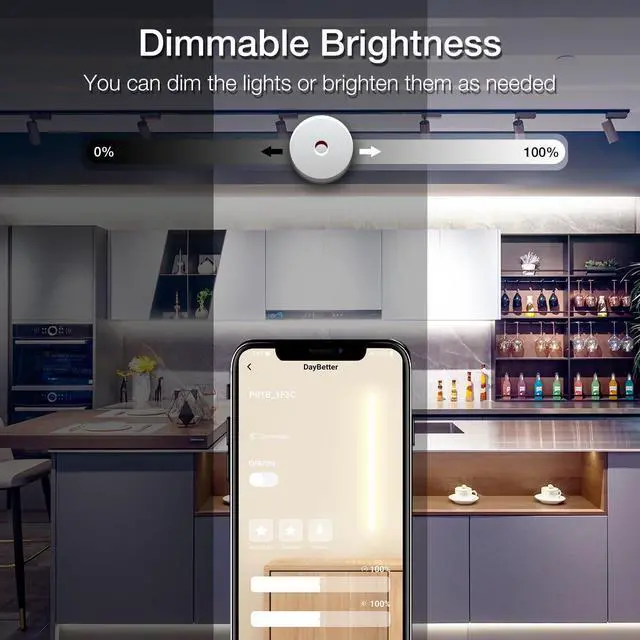 Alt view image 4 of 5 - COB LED Strip Lights 32.8 ft/10 m 3200 LEDs Bright Daylight White LED Light Strips with Remote and App 6500K Dimmable LED Tape Light Indoor COB LED Lights for Bedroom DIY Lighting