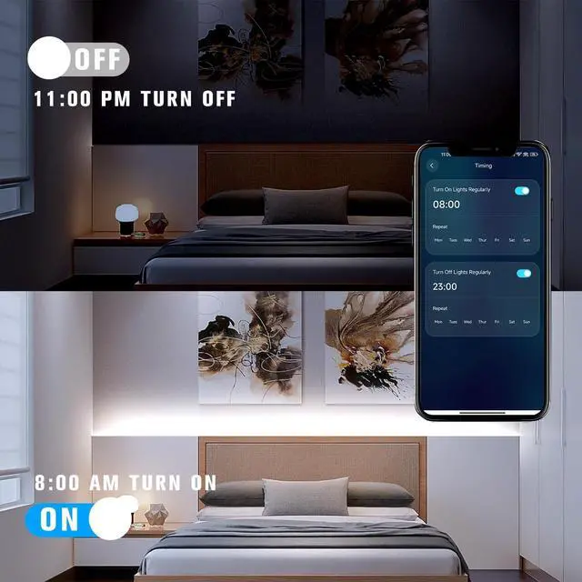 Alt view image 5 of 5 - COB LED Strip Lights 32.8 ft/10 m 3200 LEDs Bright Daylight White LED Light Strips with Remote and App 6500K Dimmable LED Tape Light Indoor COB LED Lights for Bedroom DIY Lighting