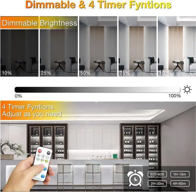 Alt view image 7 of 7 - COB LED Strip Lights LED Light Strips with Remote and App 16.4ft 6500K Dimmable Bright Daylight White LED COB Light Strip Adhesive Indoor COB LED Lights for Bedroom Living Room TV Shelf Cabinet