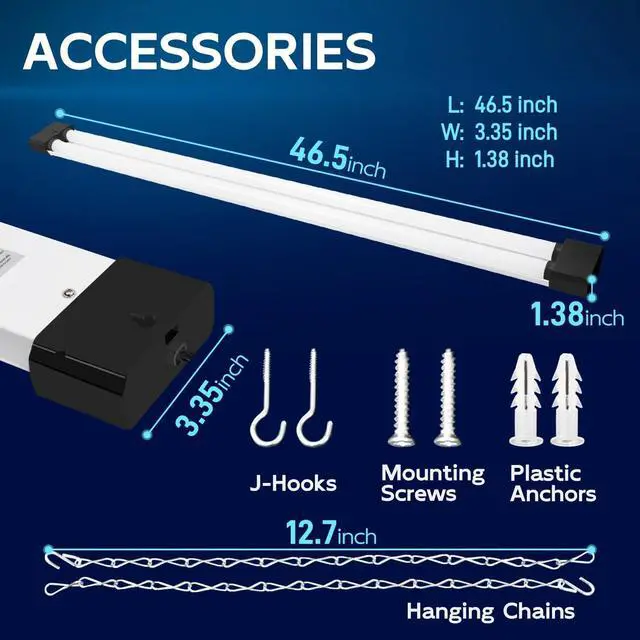 Alt view image 5 of 6 - 4 Pack 4FT LED Shop Light Linkable Utility Shop Lights 42W 5000K Daylight White Shop Light for Garages Workshops Hanging or FlushMount Power Cord with Pull Chain Switch Balck ETL