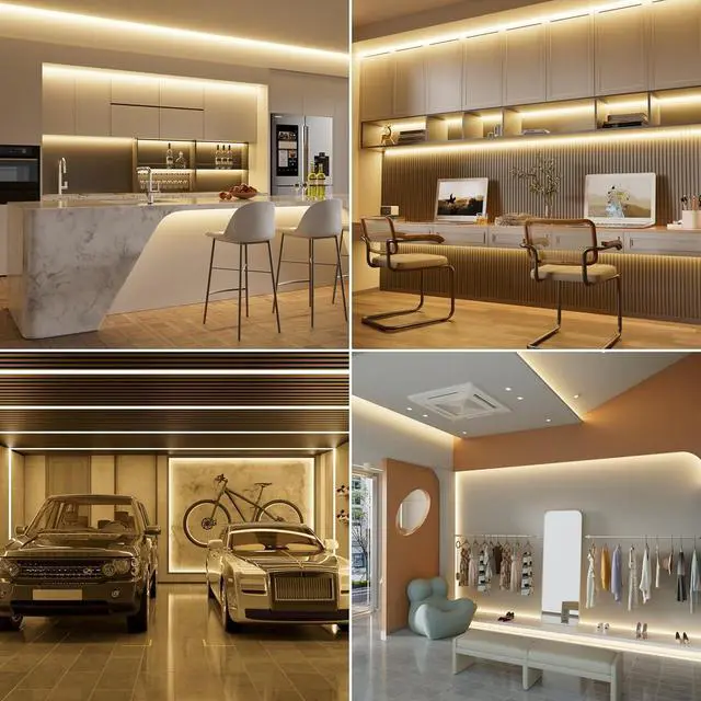 Alt view image 4 of 7 - COB LED Strip 20ft/6.1m CRI 90+ Warm White 3000K High Lumen Super Bright Flexible DC24V LED Tape Light for Cabinet Home Office DIY Lighting Projects(Adapter & Controller NOT Included)