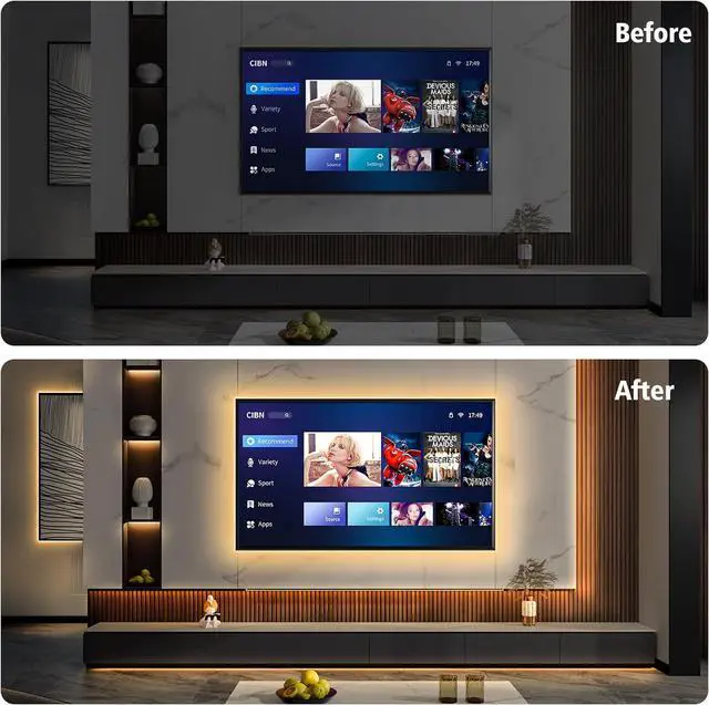 Alt view image 2 of 7 - Strip Lights Battery Operated 3.3FT 2700K Tape Light with Self-Adhesive Timer Dimmable Cuttable Remote Control for Indoor Stairs Cabinets Shelves TV Home Decor (Warm White)