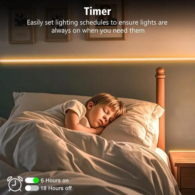 Alt view image 4 of 7 - Strip Lights Battery Operated 3.3FT 2700K Tape Light with Self-Adhesive Timer Dimmable Cuttable Remote Control for Indoor Stairs Cabinets Shelves TV Home Decor (Warm White)