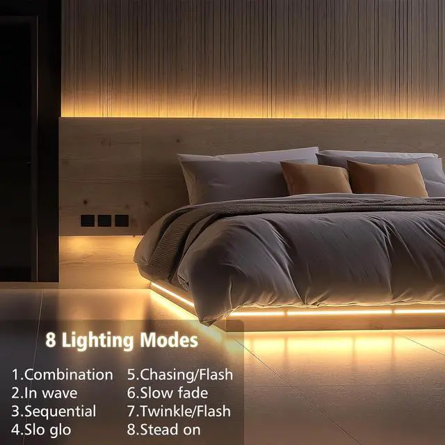 Alt view image 6 of 7 - Strip Lights Battery Operated 3.3FT 2700K Tape Light with Self-Adhesive Timer Dimmable Cuttable Remote Control for Indoor Stairs Cabinets Shelves TV Home Decor (Warm White)