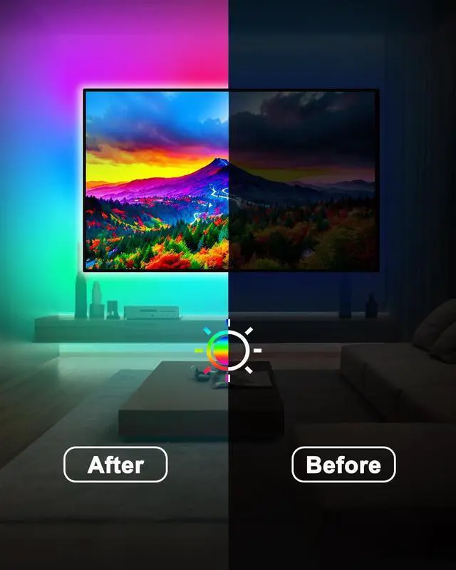 Alt view image 4 of 7 - LED Lights for TV 9.8FT TV Led Backlight Behind Lights for 32-60inch USB Led Light Strip Glow RGBICW Color Changing Sync with Music Bluetooth APP Control Led Lighting for Bedroom