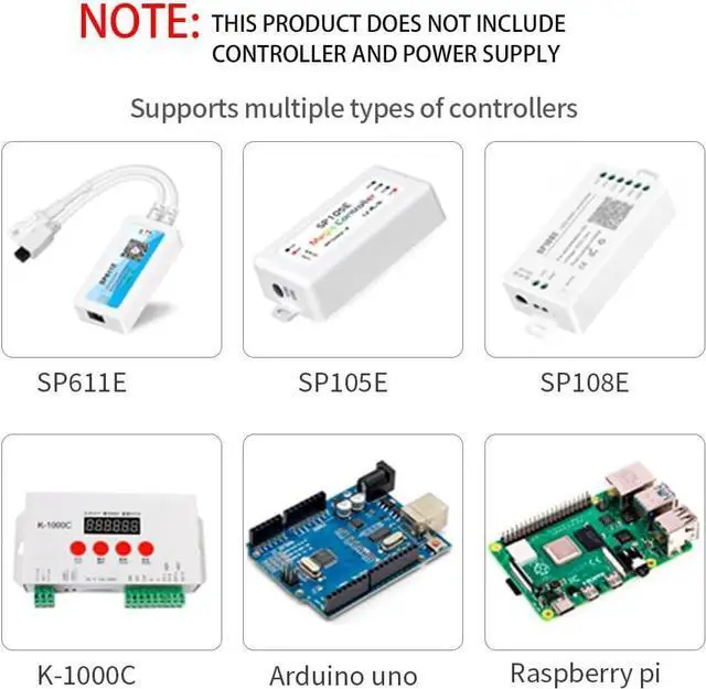 Alt view image 7 of 7 - 3.2FT WS2812B WS2812 2.7mm Ultra Narrow LED Strip 160LEDs/m Individually Addressable Dream Color Flexible Smart Light Tape for Bedroom Kitchen Stage TV Backlight DC12V