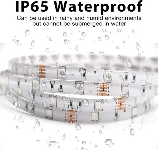 Alt view image 2 of 7 - Waterproof Led Lights for Bedroom 32.8ft (2 Rolls of 16.4ft) Led Strip Lights 300 LEDs Color Changing RGB 44 Keys Remote Controller 12v for Outdoor Room Home Party Christmas Decoration