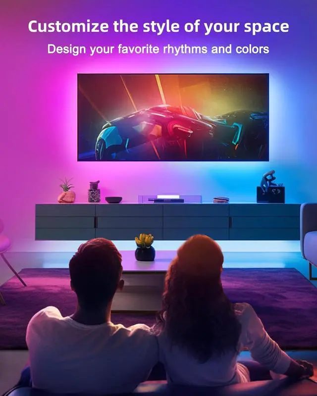 Alt view image 7 of 7 - 32.8ft LED Strip Lights RGB 5050 Color Changing LED Light Kit Ultra Brighter 300LEDs Flexible Light Strips with RF Remote and UL Power Supply for Home Room Party TV Bedroom