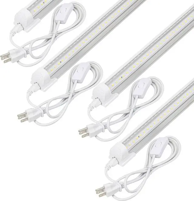 Main image of 4Pack LED Shop Light 4FT V Shape Integrated T8 LED Tube Light 6300LM 42W 5000K Super Bright White High Output Linkable Shop Lights