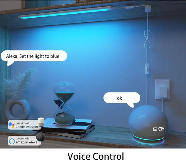 Alt view image 4 of 7 - Smart Under Cabinet Lights LED Light Bar White & RGB Multi Color Changing Counter Lighting. Alexa Google App Controlled Lamp for Kitchen Shelf Bookcase above Sink Desk (1-Bar 20 Inch Kit)