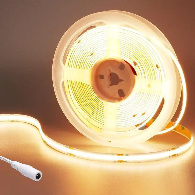 Main image of 24V COB LED Strip Light Warm White 3000K 5M/16.4ft 2400LEDs 4500Lm Uniform Glow CRI 93+ Flexible IP20 Not Waterproof LED Tape Lights for DIY Cabinet Bedroom Kitchen Home Decor(No Power Supply)