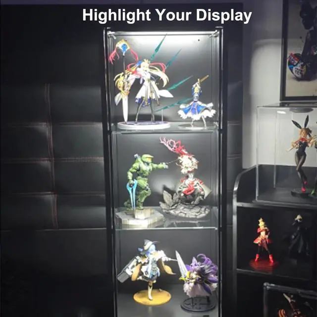 Alt view image 2 of 7 - 4-Pack 12 Inch LED Display Case Lighting Kit Black Dimmable Bookshelf Light Bars with 12V Power Adapter 6000K Bright White Plug-in Slim Lights for Shelves Curio Cabinets and Bookcases