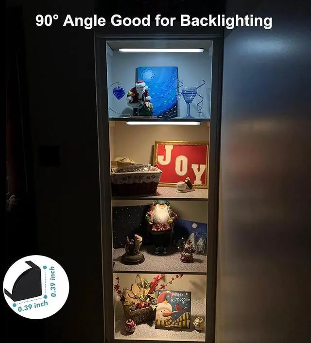 Alt view image 3 of 7 - 4-Pack 12 Inch LED Display Case Lighting Kit Black Dimmable Bookshelf Light Bars with 12V Power Adapter 6000K Bright White Plug-in Slim Lights for Shelves Curio Cabinets and Bookcases