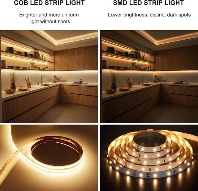 Alt view image 5 of 7 - COB LED Strip LED Strip Lights 5M/16.4ft Touch Dimmable LED Strips CRI90+ 2700K Warm White cob led 1600LEDs 24V LED Tape Lights Indoor for Bedroom Kitchen TV Mirror Cabinet