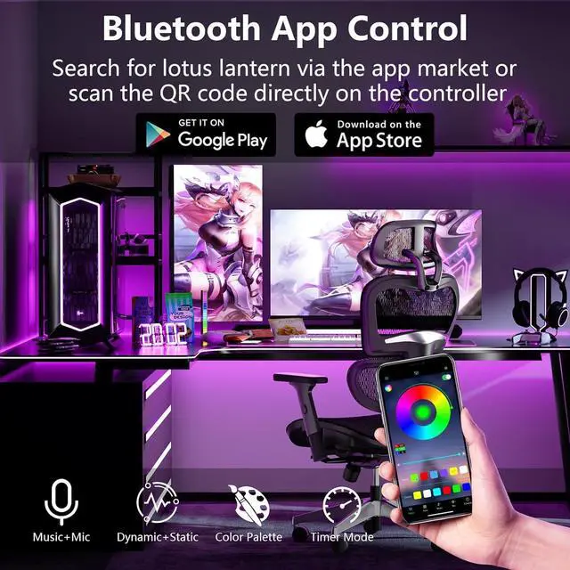 Alt view image 3 of 7 - 100ft Led Lights for Bedroom Music Sync Led Strip Lights with 44 Keys Remote and App Control Color Changing RGB Led Lights for Room Home Kitchen Party Christmas Decoration (2 roll of 50ft)