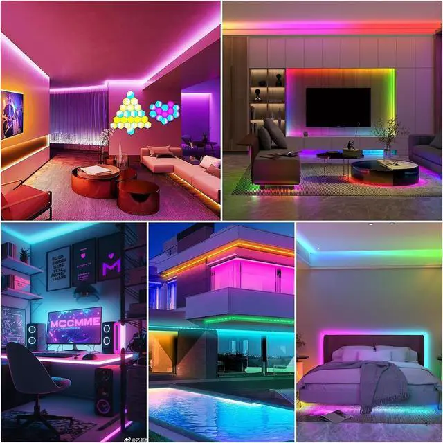 Alt view image 6 of 7 - 100ft Led Lights for Bedroom Music Sync Led Strip Lights with 44 Keys Remote and App Control Color Changing RGB Led Lights for Room Home Kitchen Party Christmas Decoration (2 roll of 50ft)