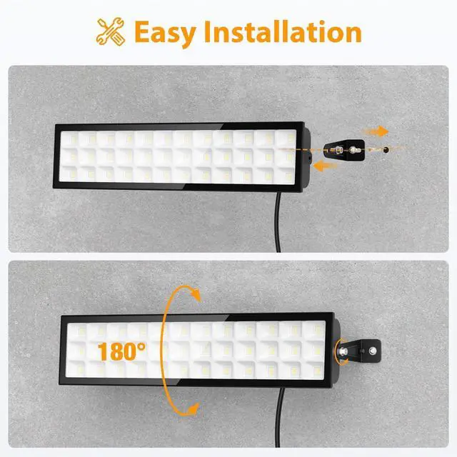 Alt view image 3 of 7 - Shop Lights for Workshop 2pack 100w Led Shop Light 14000lm Super Bright Plug In Garage Lighting IP66 Waterproof Work Lights 4.92ft Power Cord And On/Off Switch 6500k Outdoor Flood Light For Warehouse