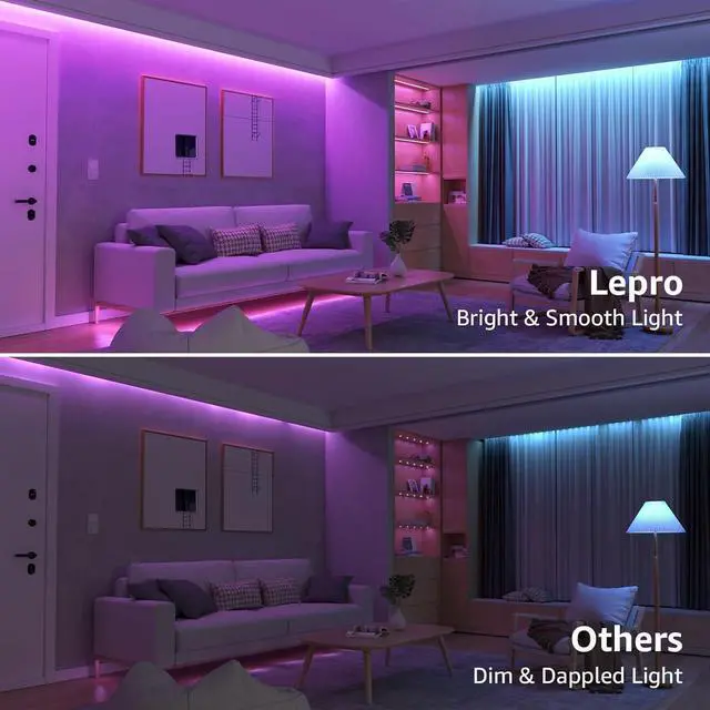 Alt view image 4 of 7 - RGB LED Strip Lights Christmas Decor 16.4ft Flexible LED Light Strip 5050 SMD LED Color Changing Rope Light with Remote Controller and 24V Power Supply for TV Backlight Home Bedroom Bar